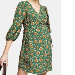 Topshop Maternity Floral Wrap Dress 3/4 Sleeve
